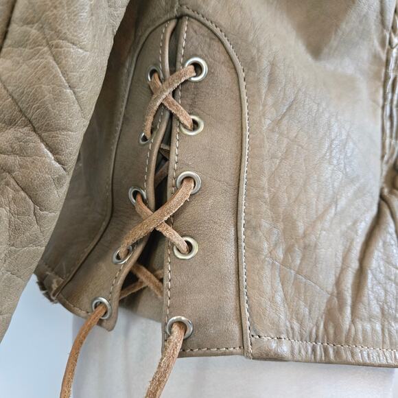 Tan Hot Leathers Motorcycle Jacket w Adjustable Straps - Picture 6 of 16